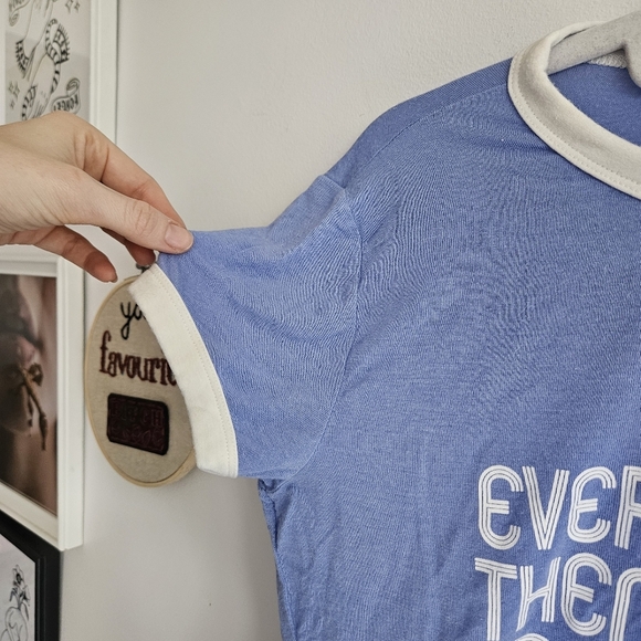 Vintage Style Blue Graphic Ringer Tee - Picture 3 of 7